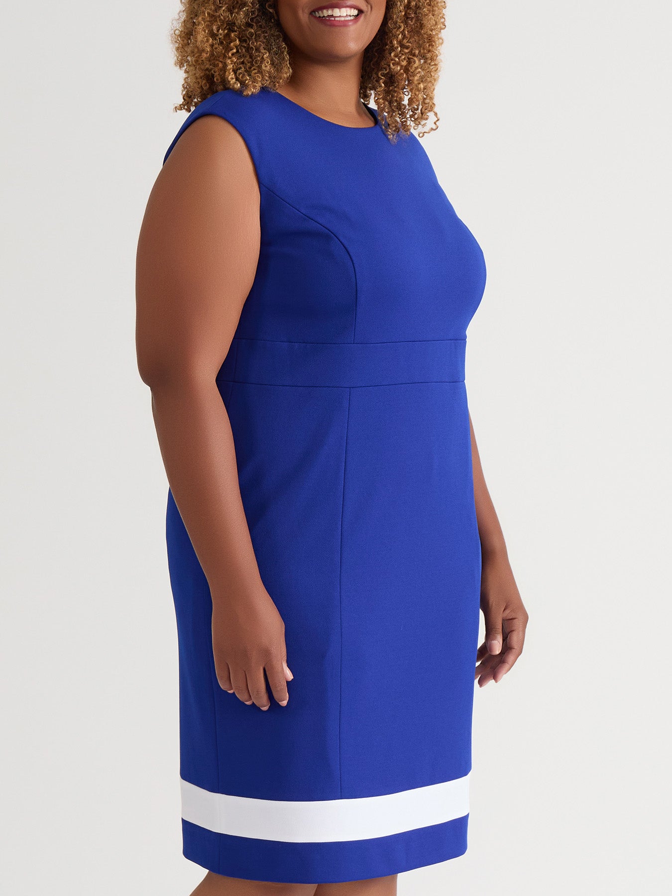 Kasper Seam Women's Crewneck Stripe Detail Sheath Dress - Royal - Size XL Kasper Seam Women's Crewneck Stripe Detail Sheath Dress - Royal - Size XL