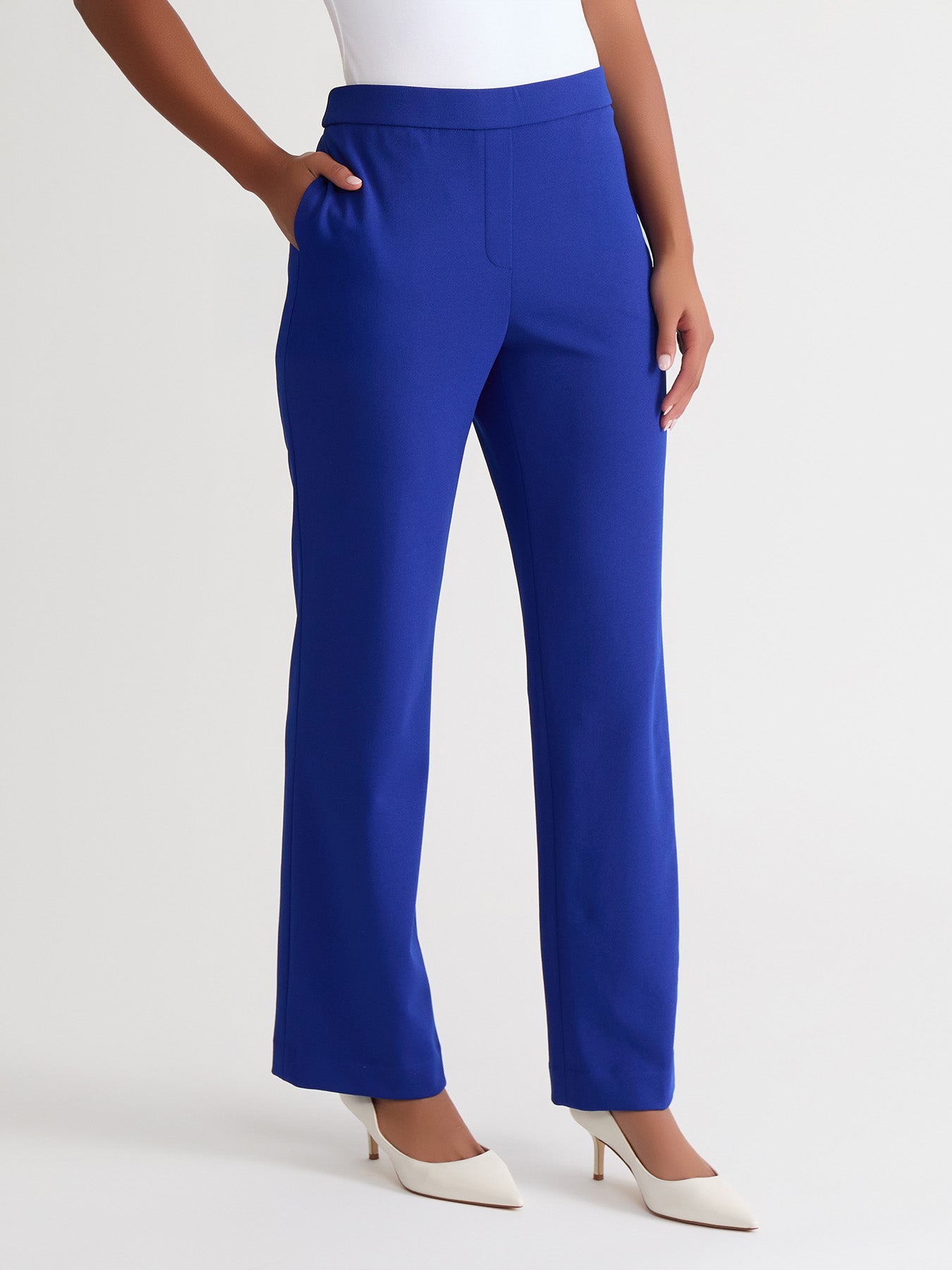 Audrey Pull-On Trouser in Royal Signature | Kasper Audrey Pull-On Trouser in Royal Signature | Kasper