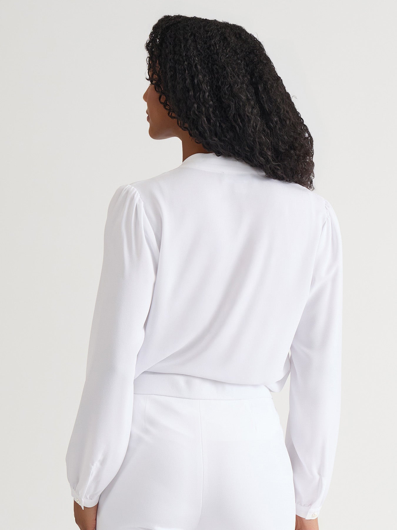 Plus Ruffle Sleeve V-Neck Blouse, White in White | Kasper