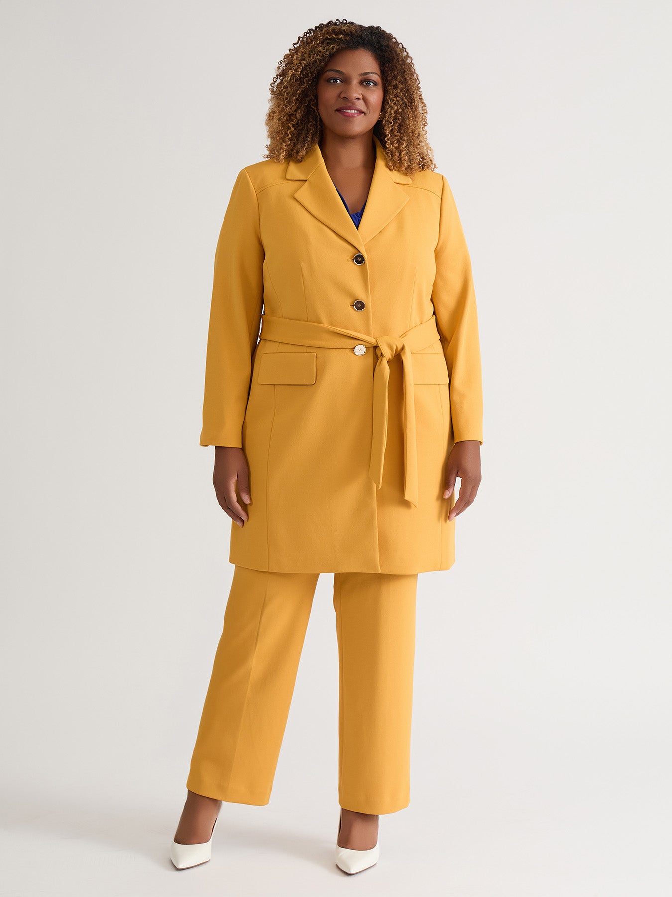 Kasper Women's Three Button Patch Pocket Trench Coat - Gold
