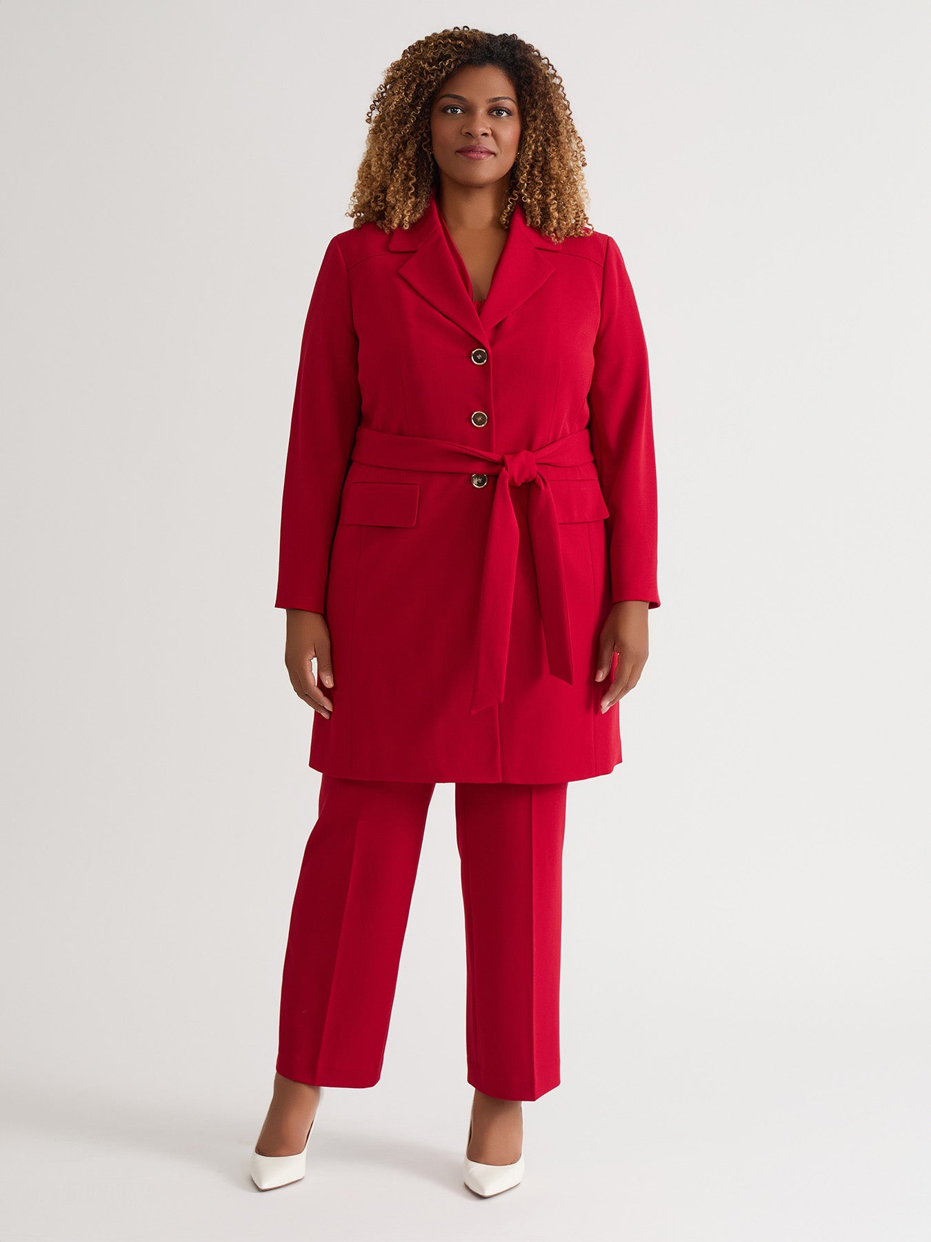 Belted Trench Coat, Crimson in Crimson | Kasper