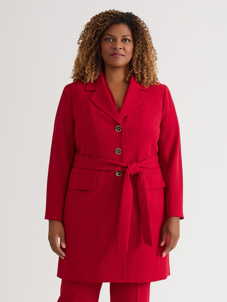 Belted Trench Coat, Crimson in Crimson | Kasper