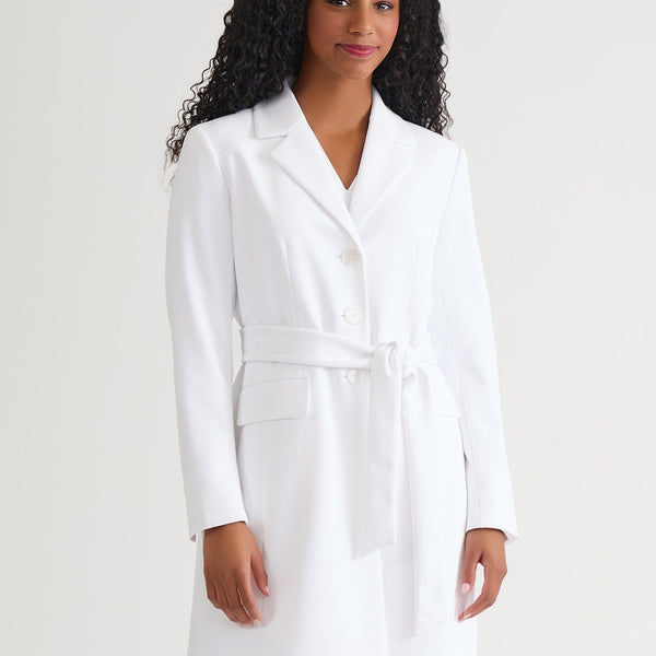 Plus Belted Trench Coat, White in White | Kasper