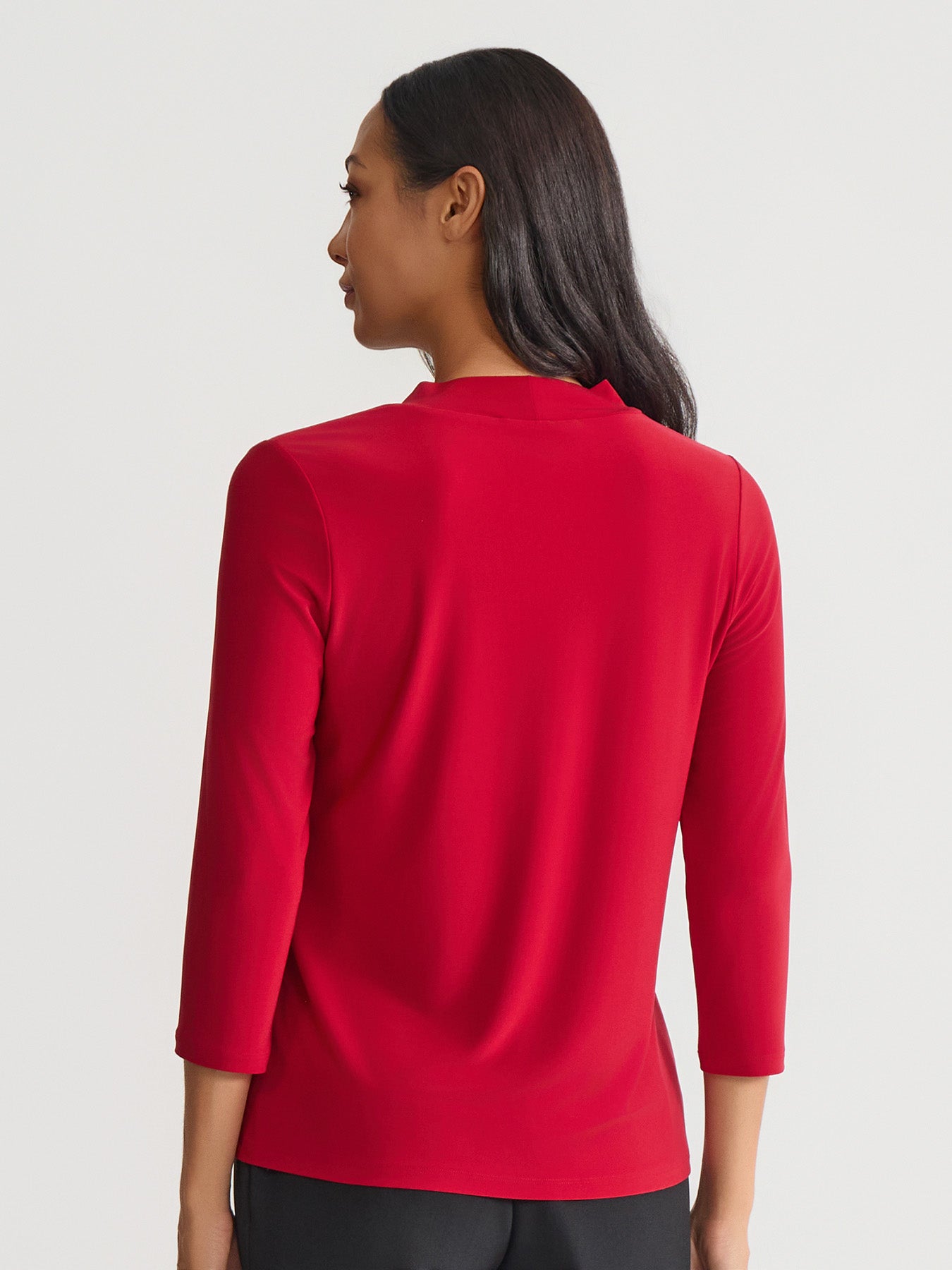 Tie Neck Top, Everyday Knit in Fire Red | Kasper
