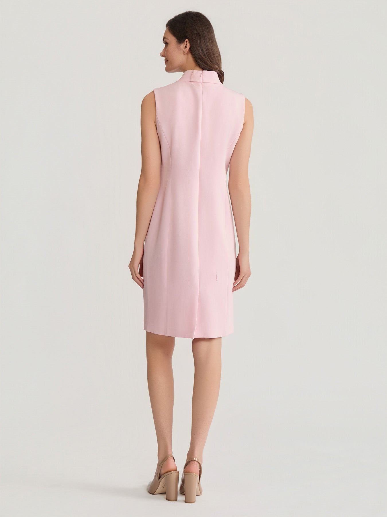 Tie Neck Sheath Dress in Tutu Pink