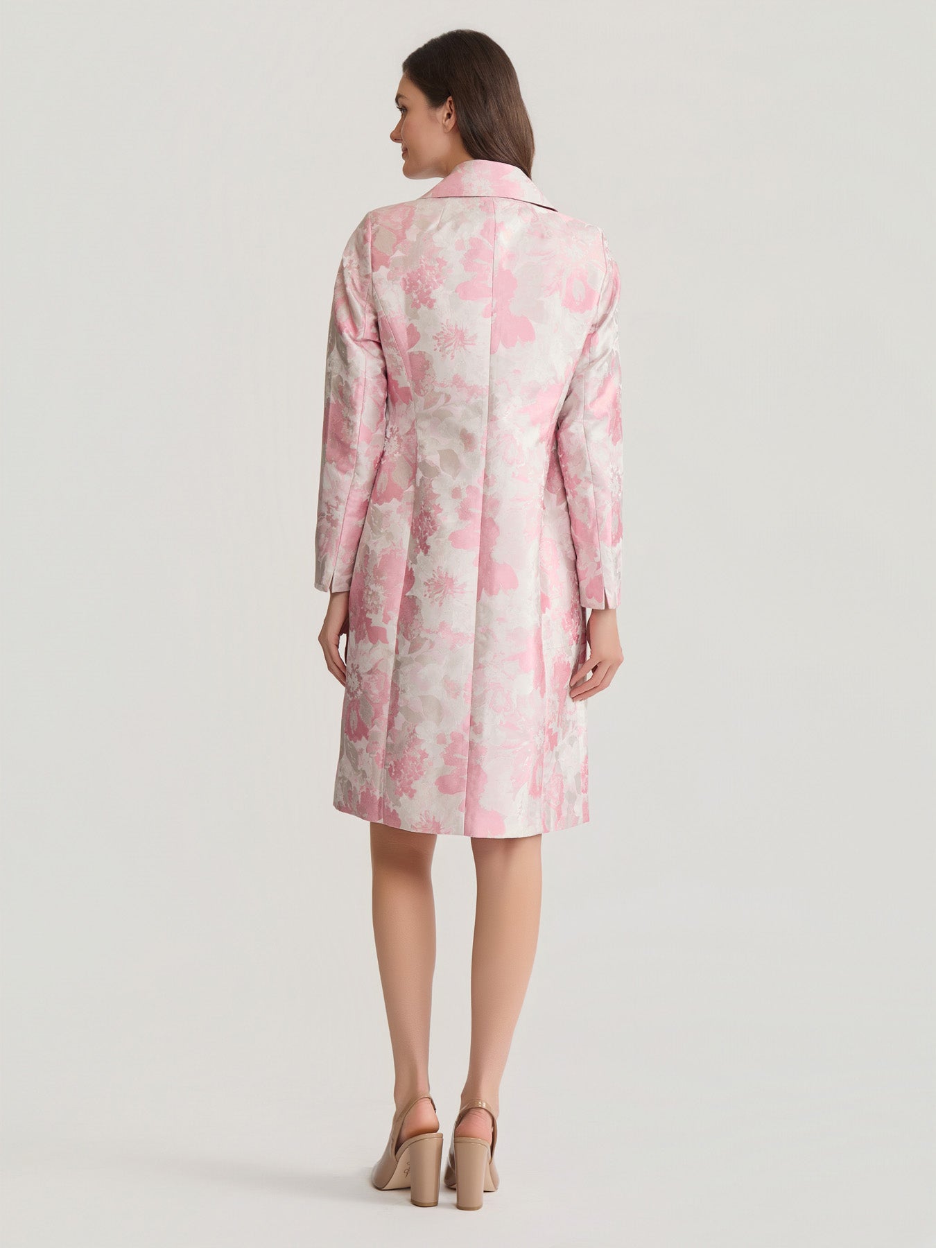 Kasper Women's Floral Jacquard 3 Button Topper Dress, Pink, 18