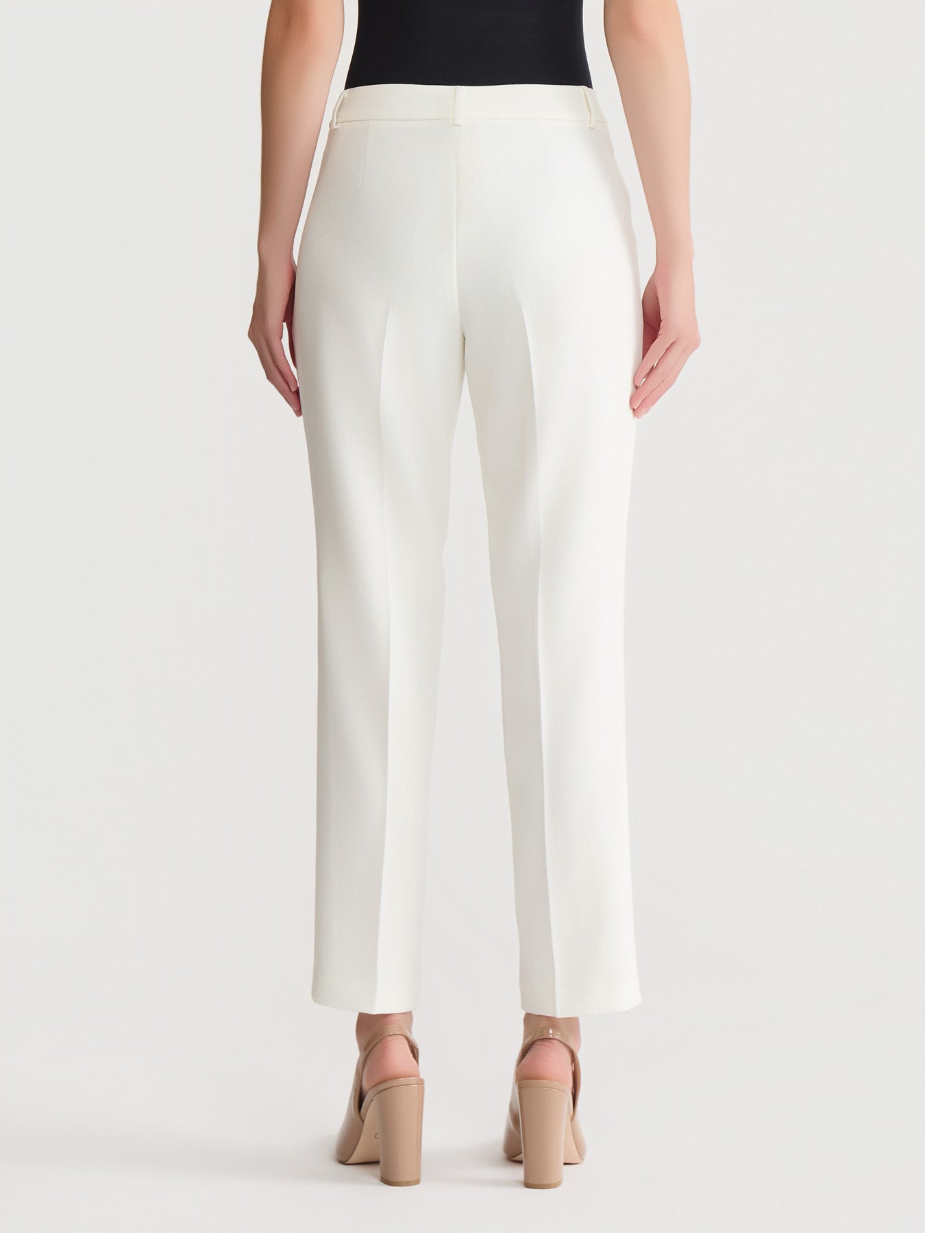Claire Straight Leg Pants, Stretch Crepe in Vanilla Ice | Kasper