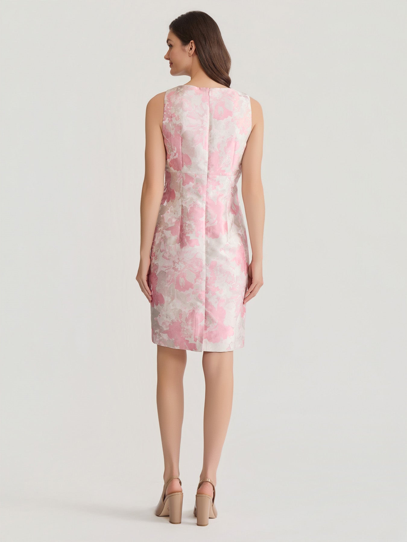 Kasper Women's Floral Jacquard 3 Button Topper Dress, Pink, 16