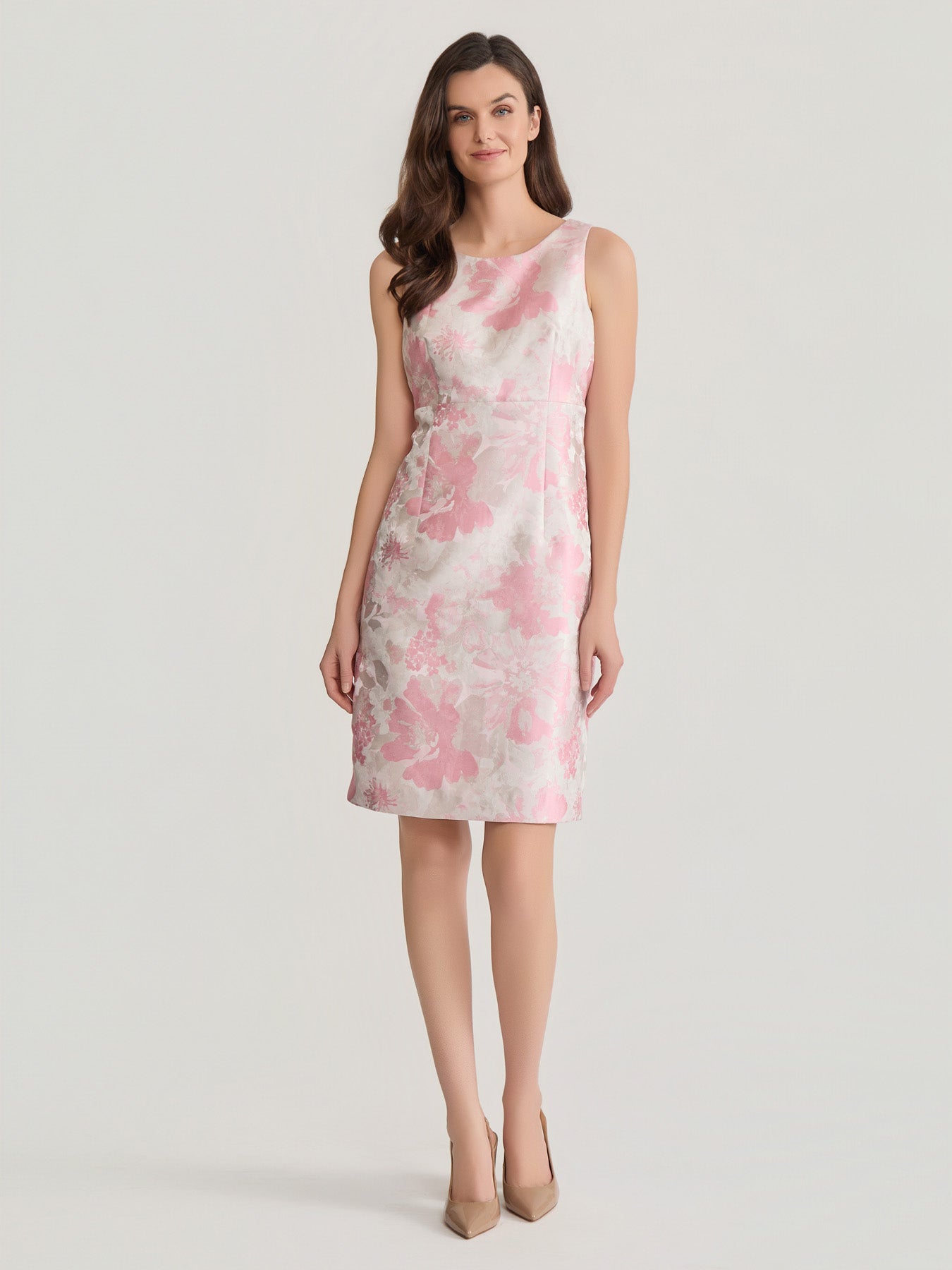 strapless open back dress Kasper Women's Floral Jacquard 3 Button Topper Dress, Pink, 18