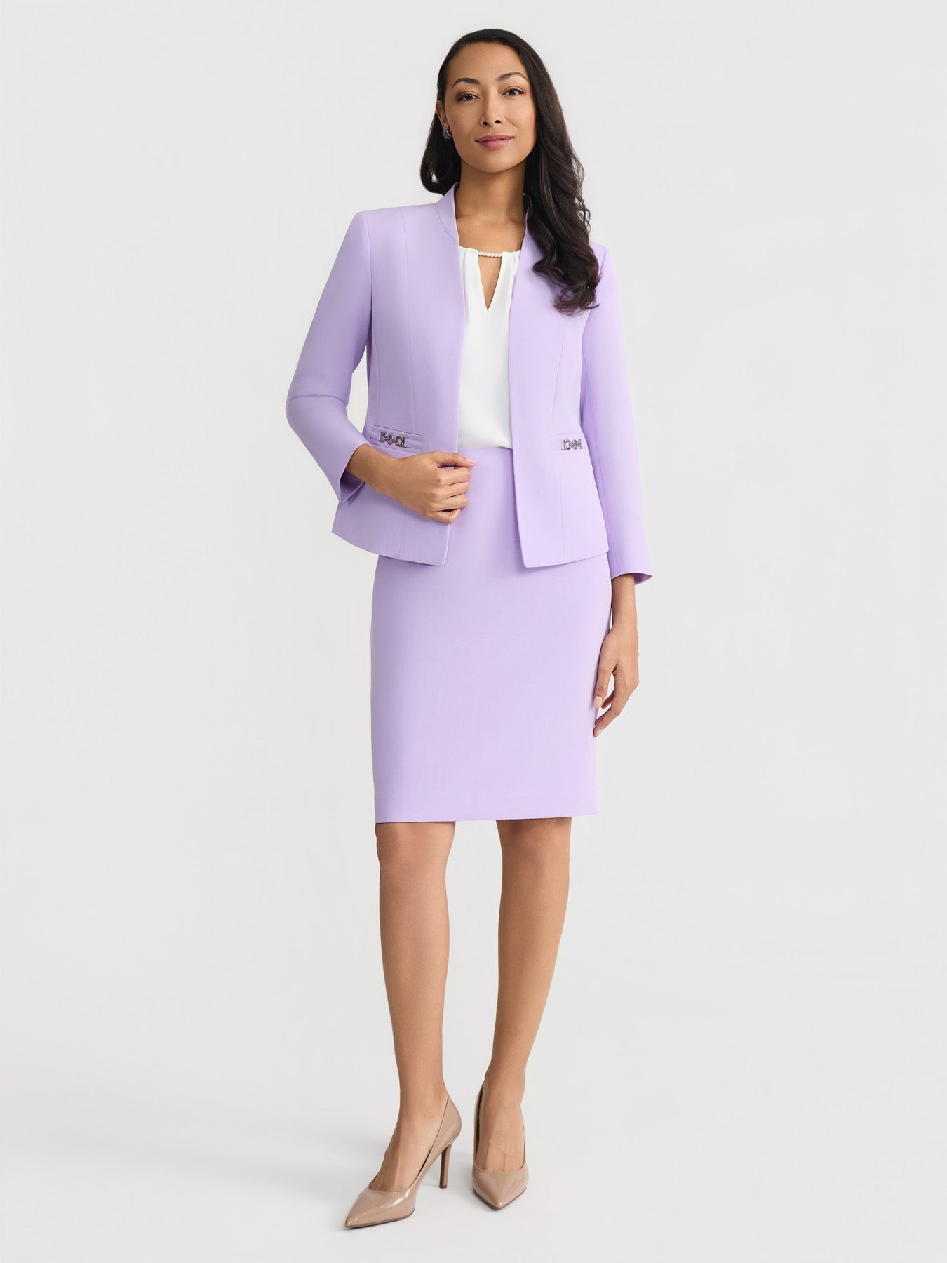 Petite Open Front Seamed Jacket