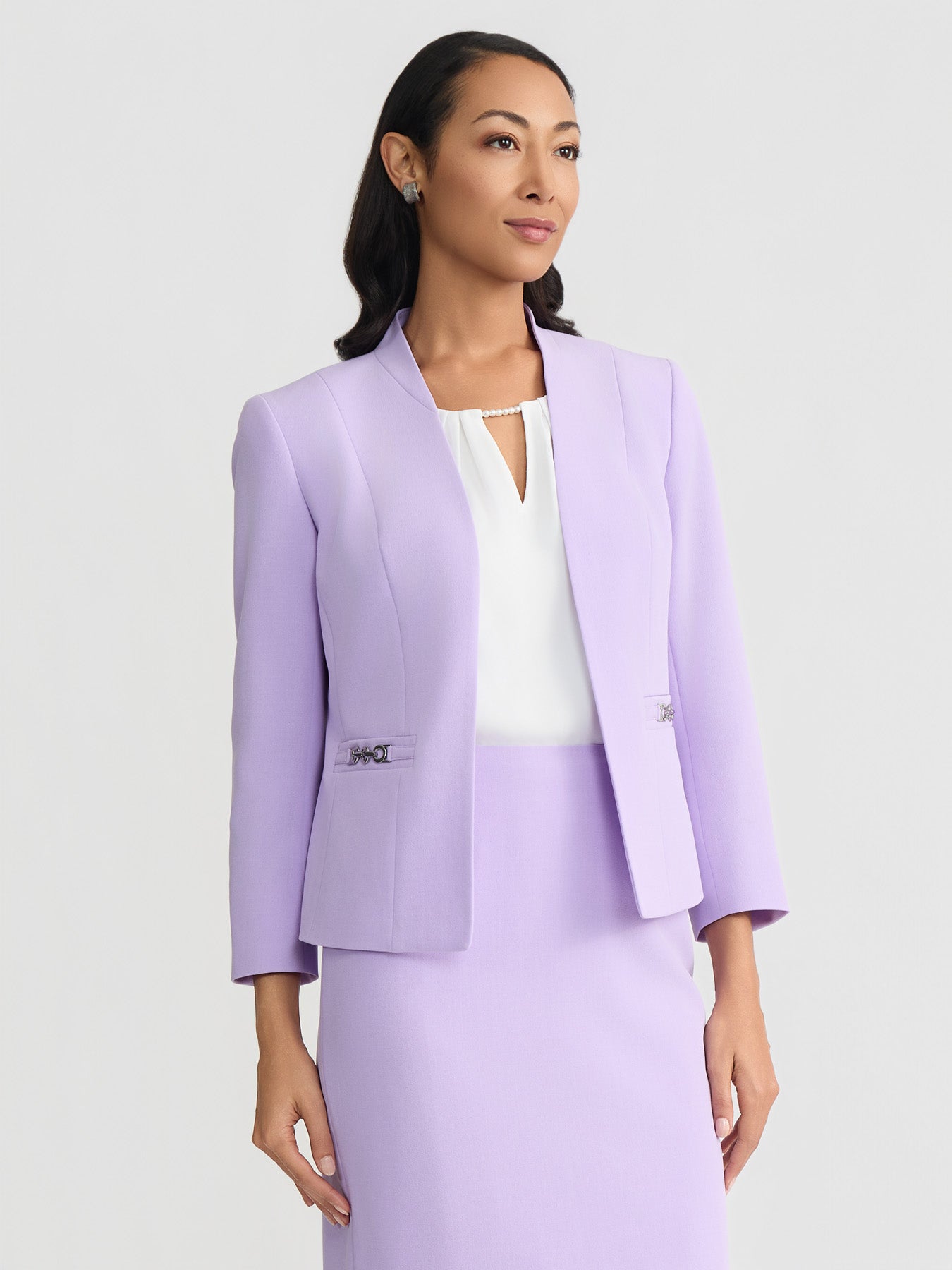 Plus Open Front Seamed Jacket