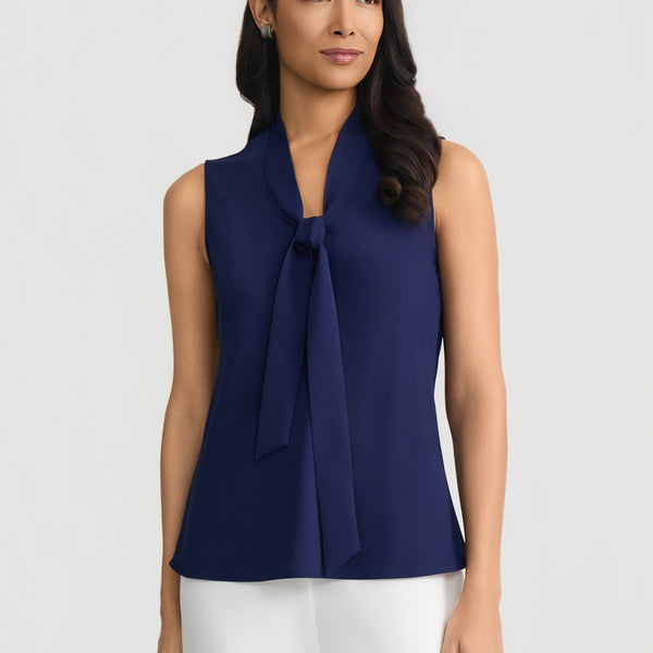 Tie Neck Sleeveless Blouse