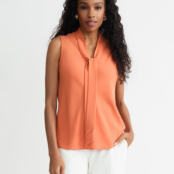 Tie Neck Sleeveless Blouse