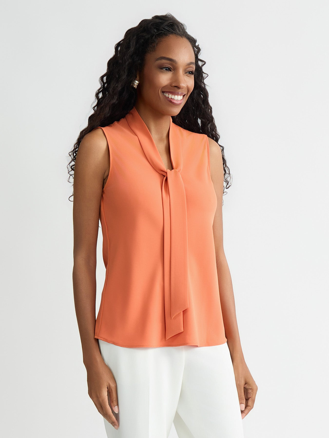 Tie Neck Sleeveless Blouse