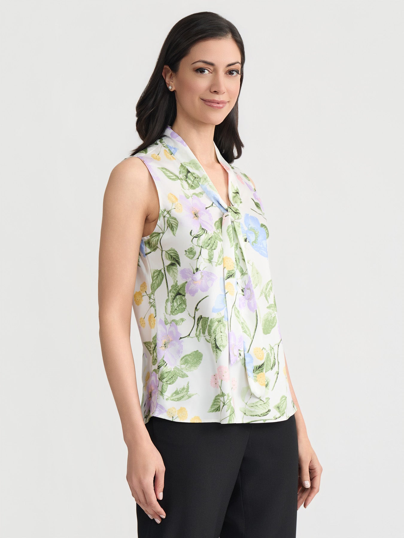 Tie Neck Sleeveless Blouse