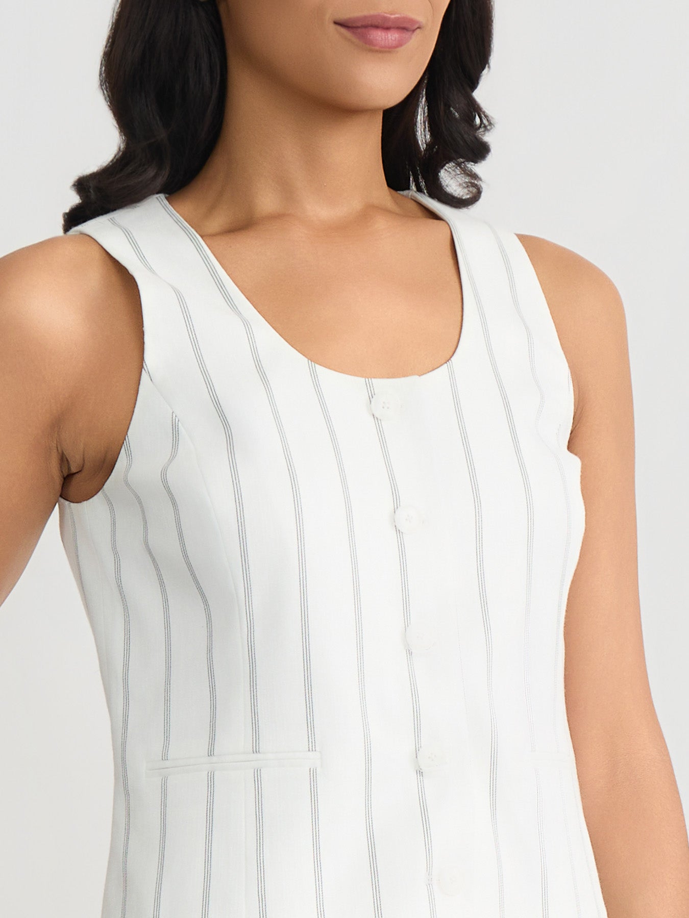 Pinstripe Crepe Vest