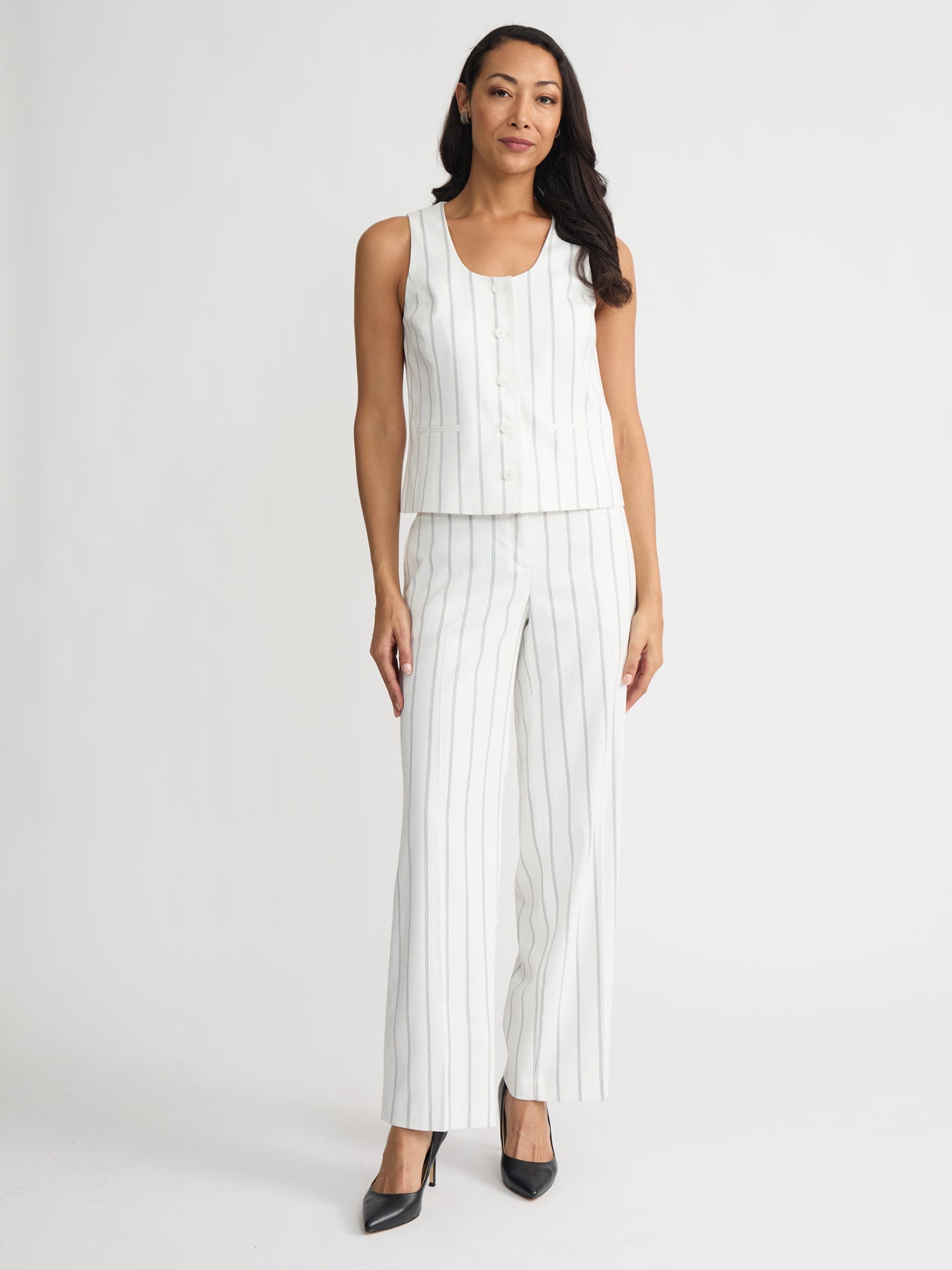 Pinstripe Crepe Vest
