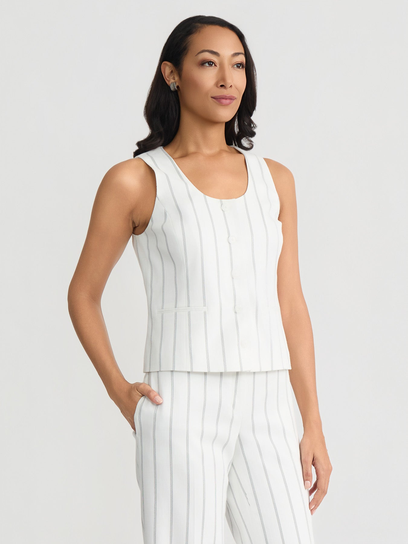 Pinstripe Crepe Vest