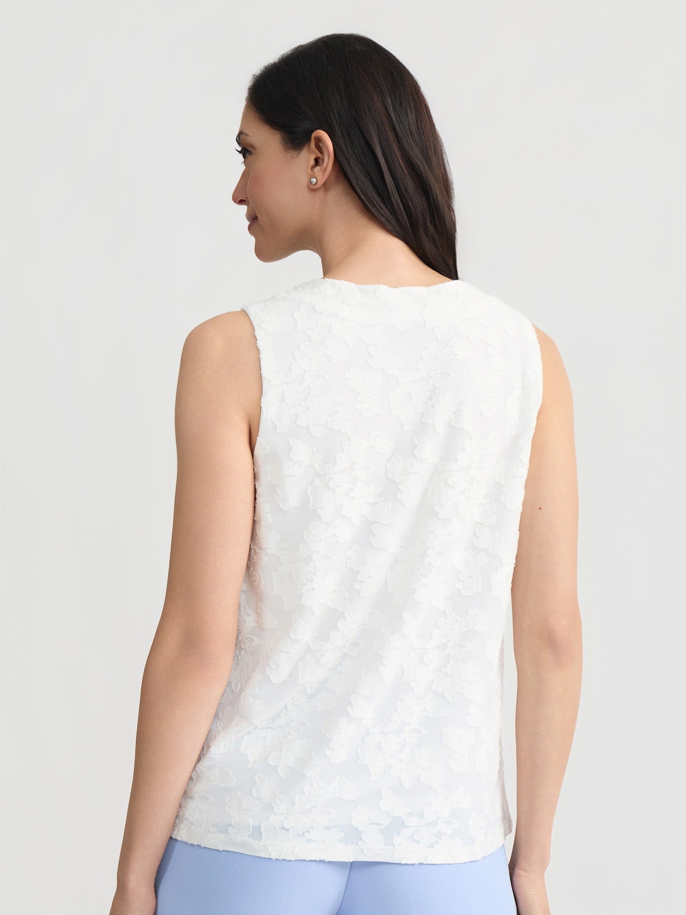 lily white lace top Pleat Neck Top