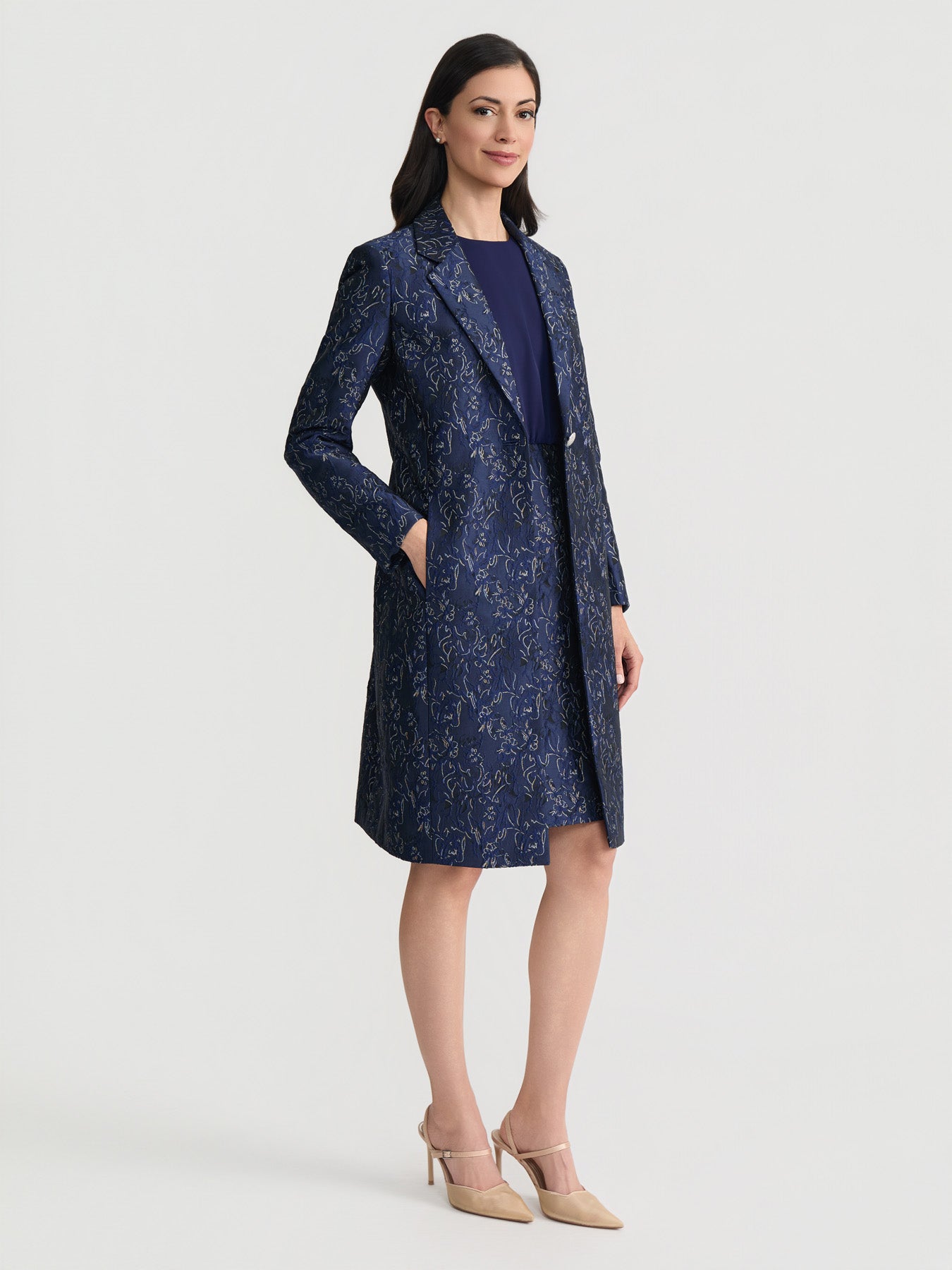 blue sheath dress with jacket Ilaria Silk Midi Dress in Blue
