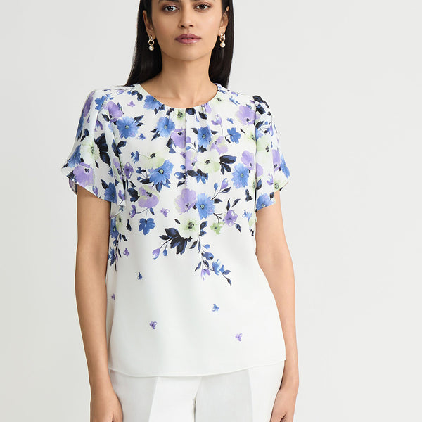 Plus Printed Tulip Sleeve Blouse
