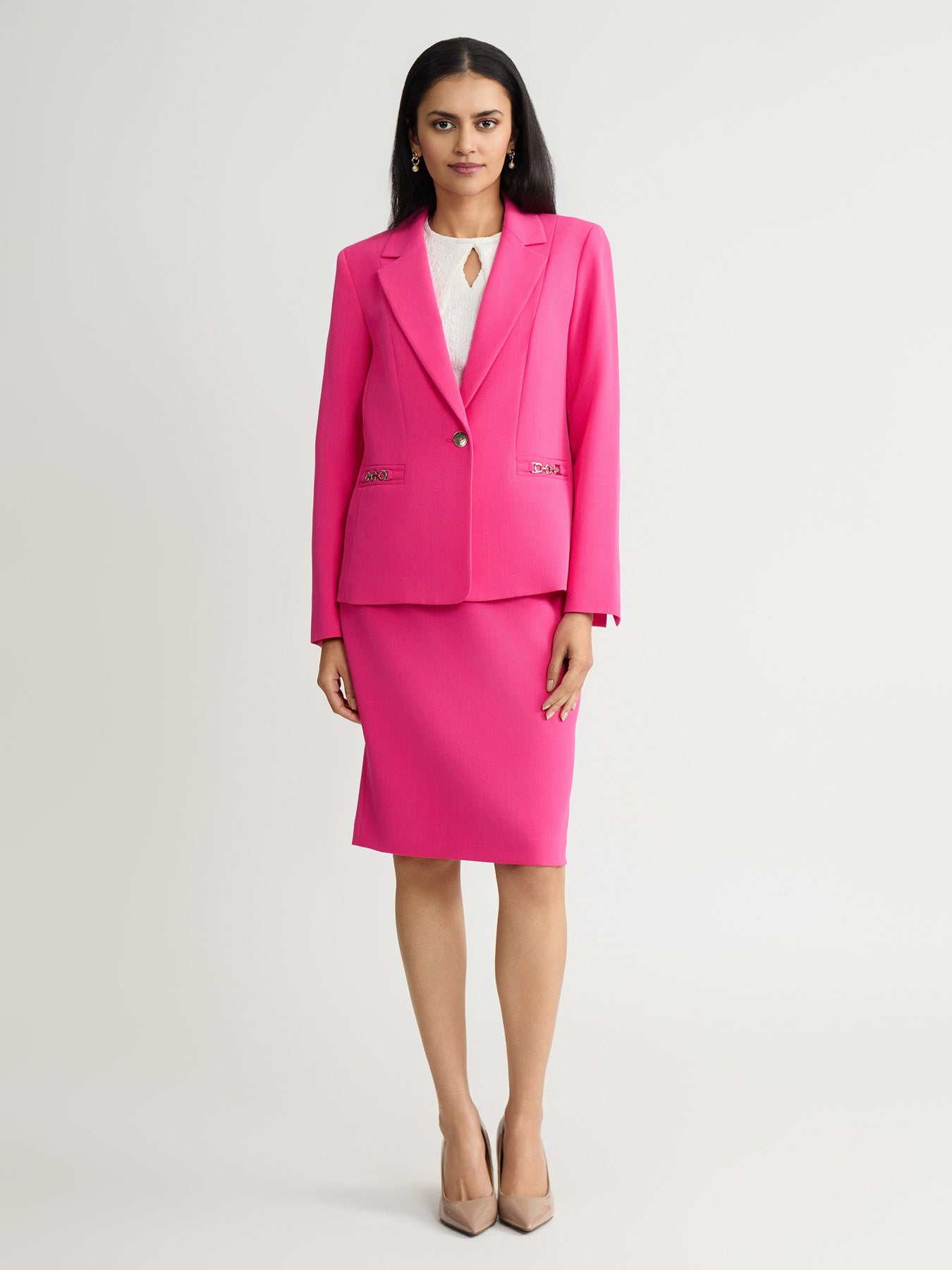 One Button Princess Seam Blazer