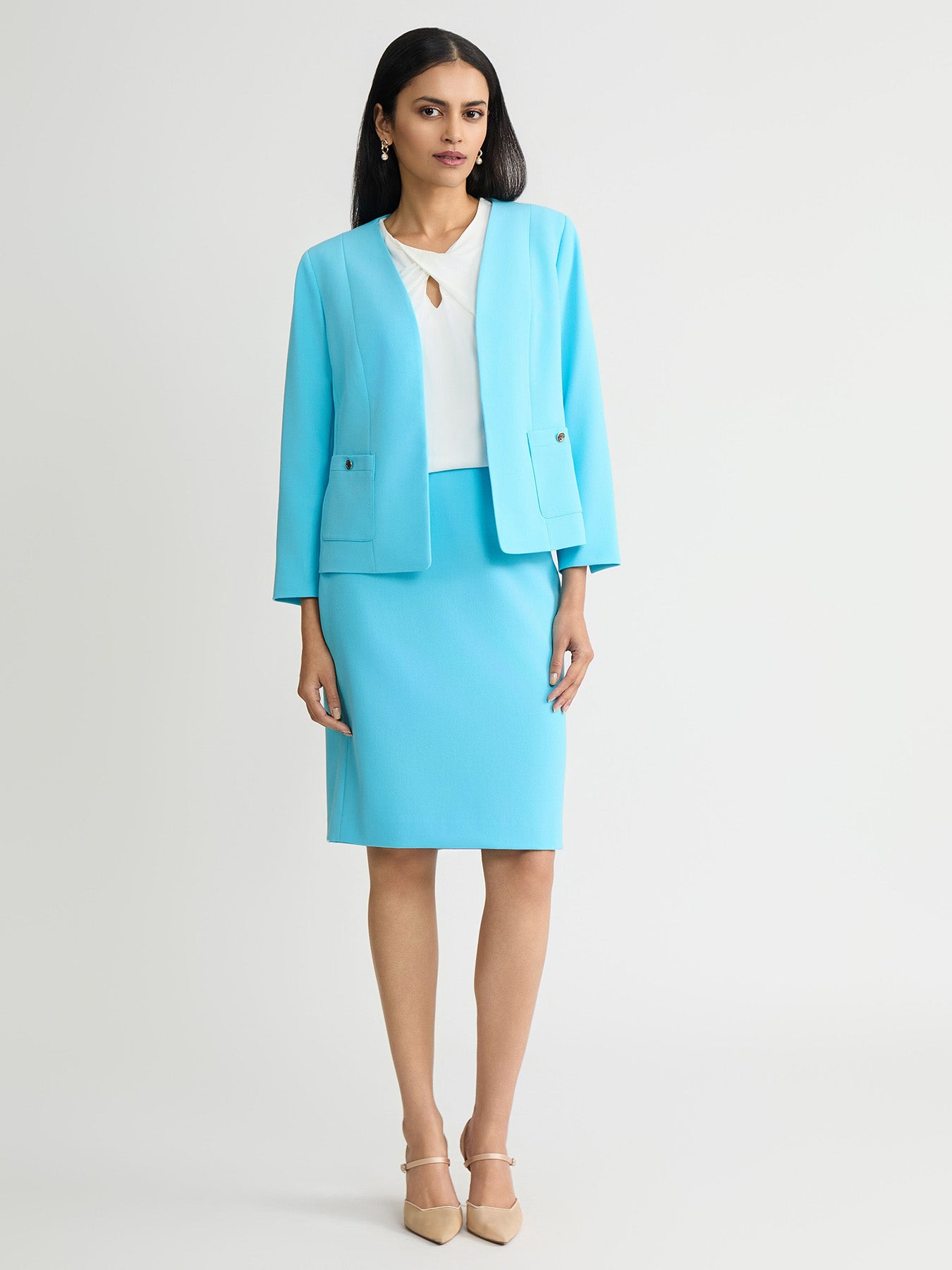Open Front Seamed Jacket