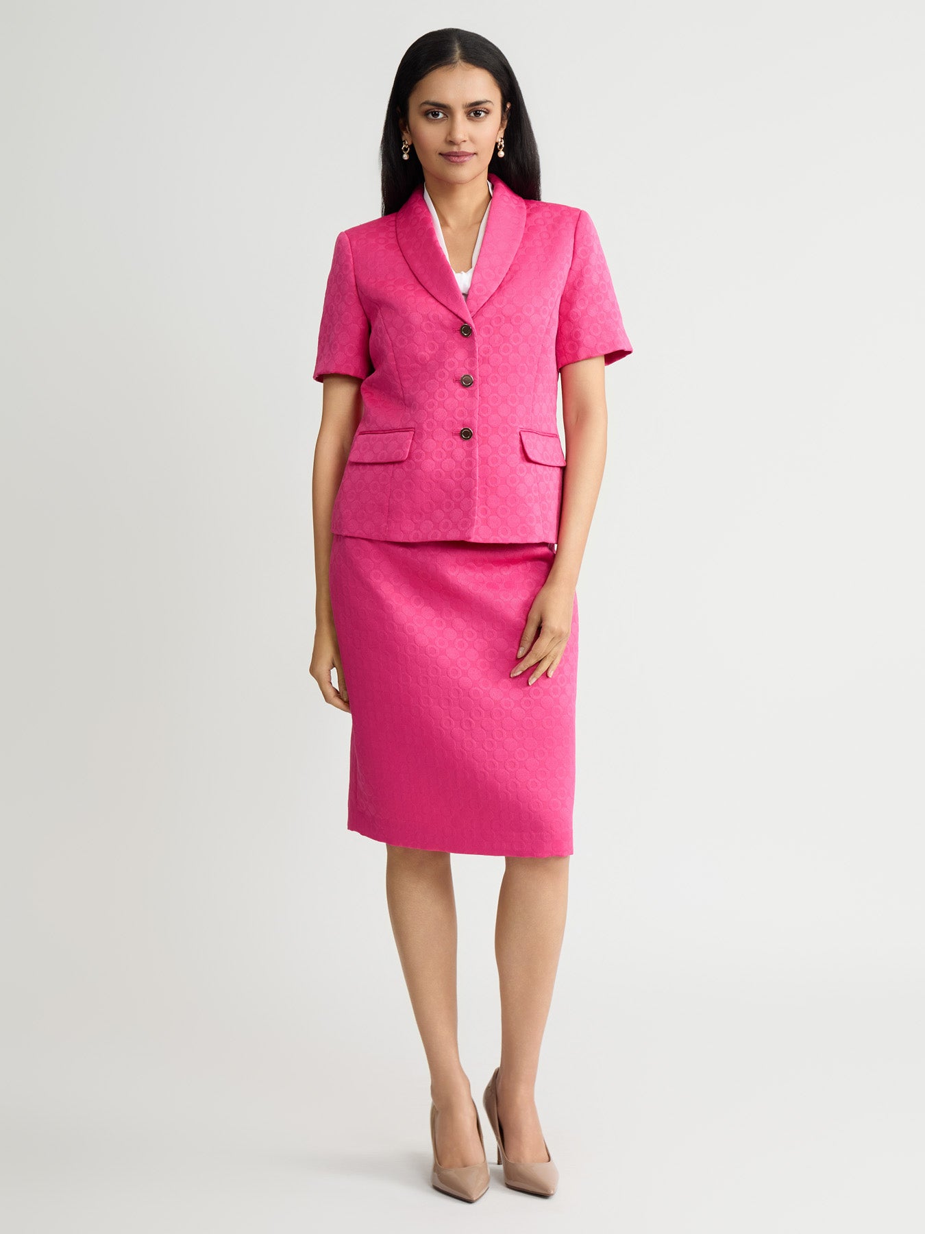 pink jacket for dress Two Piece Tweed Mini Dress With Cropped Jacket 49803