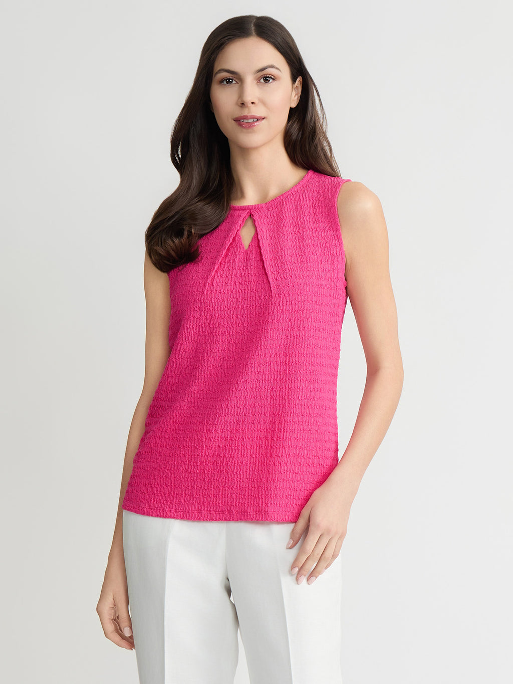 Textured Keyhole Sleeveless Top