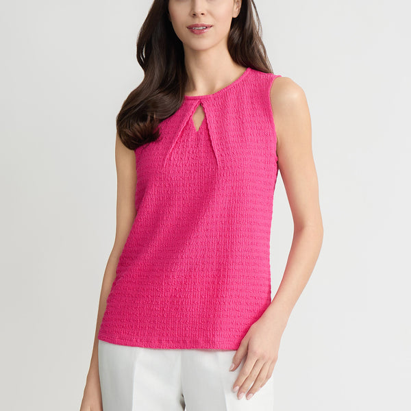 Textured Keyhole Sleeveless Top