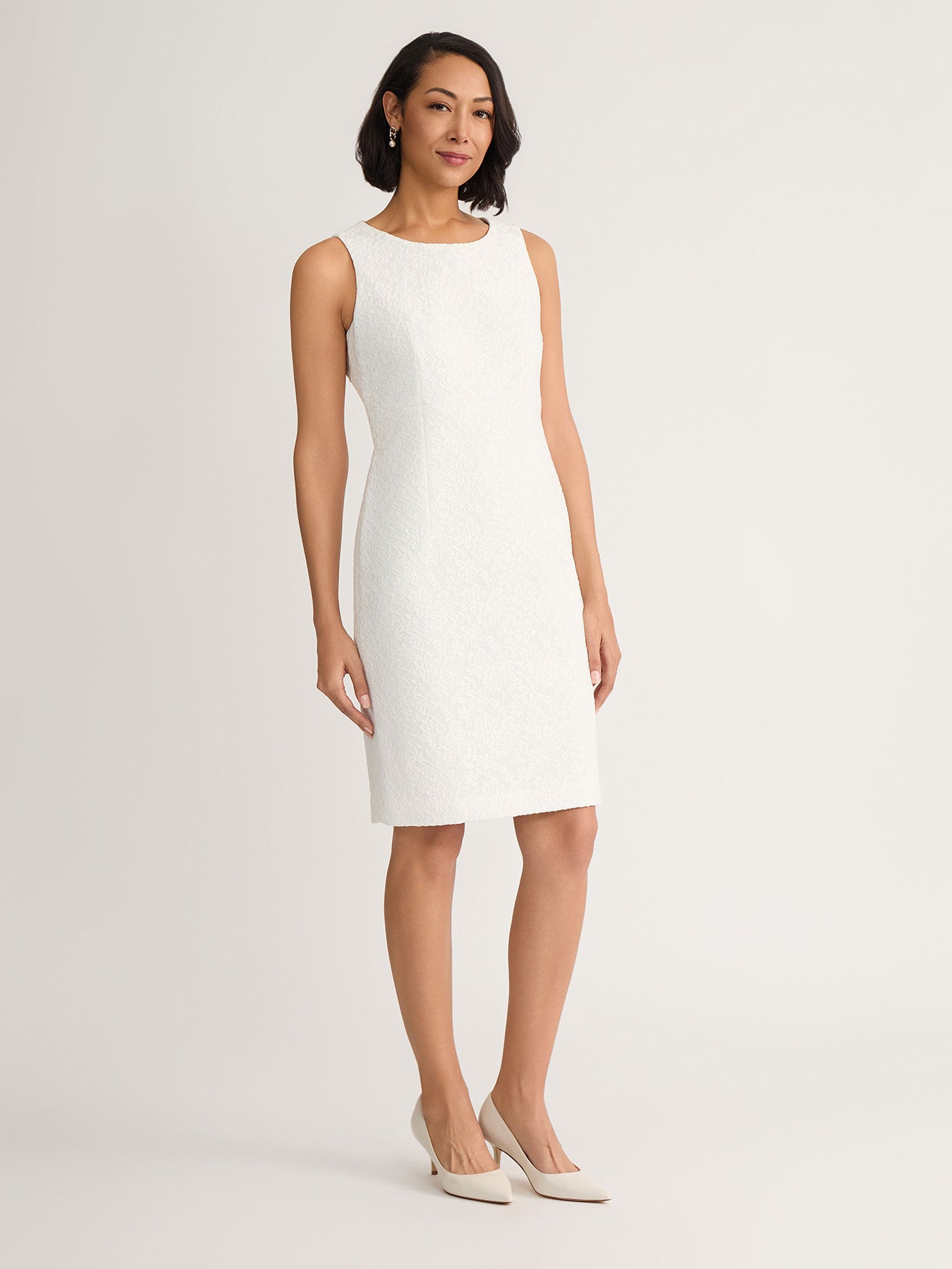 white sheath dress women Kasper Women's MISSY Bonded Lace Sheath Dress, White, 10