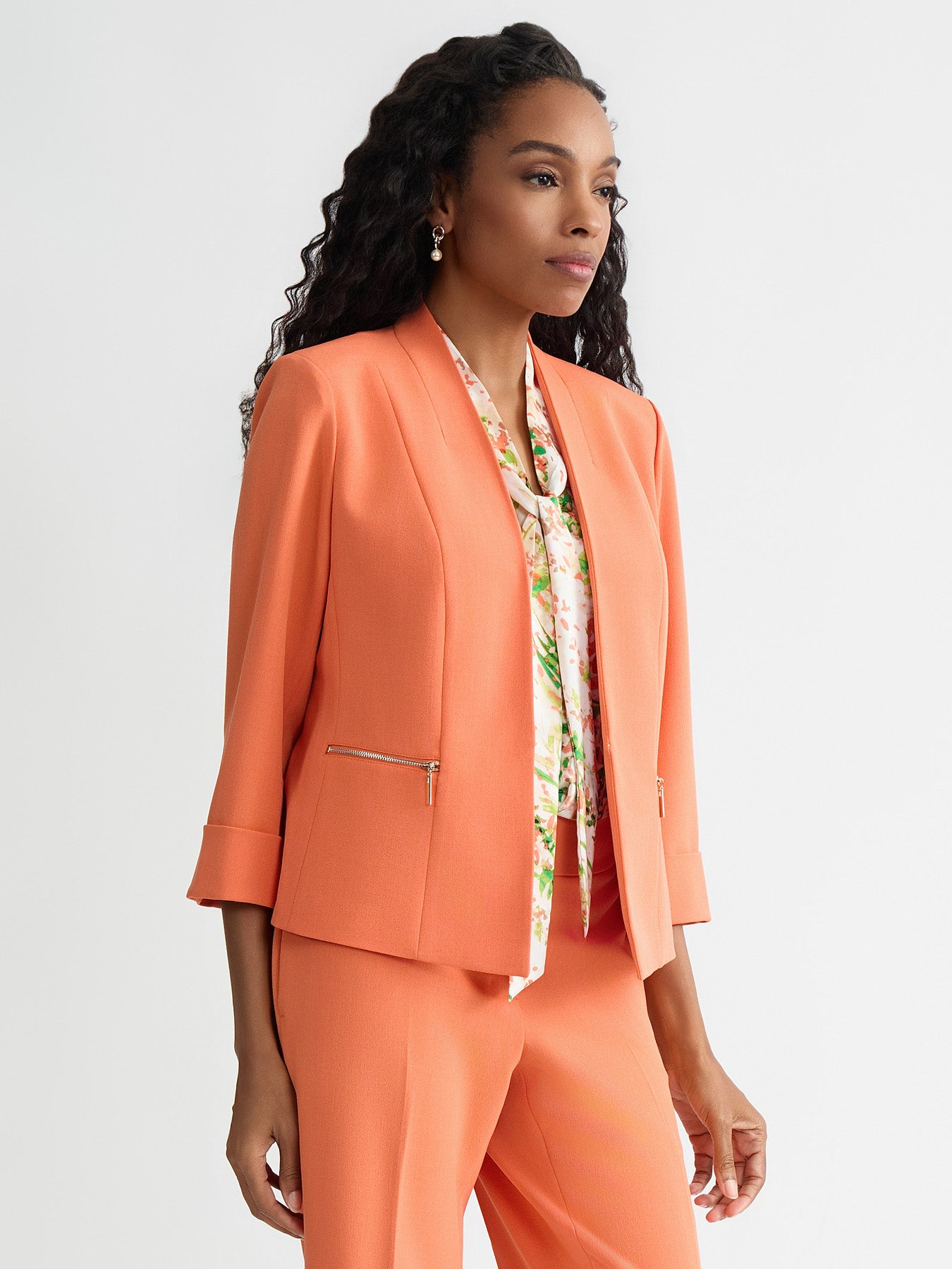 Plus Open Front Seamed Jacket