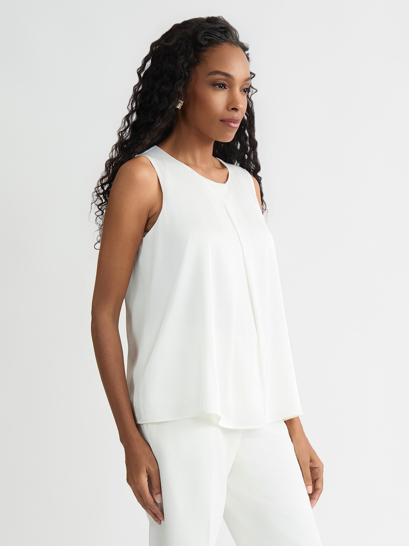 トップス TULLE SLEEVELESS BLOUSE Box Pleat Sleeveless Blouse