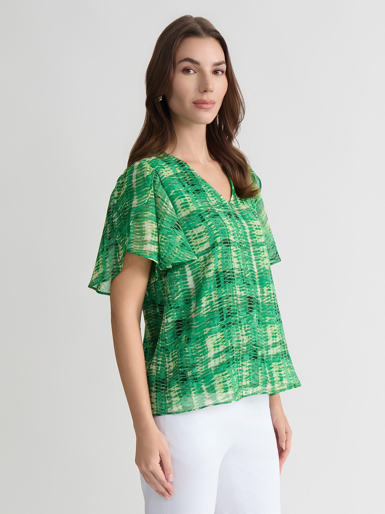 Plus Tulip Sleeve V-Neck Blouse