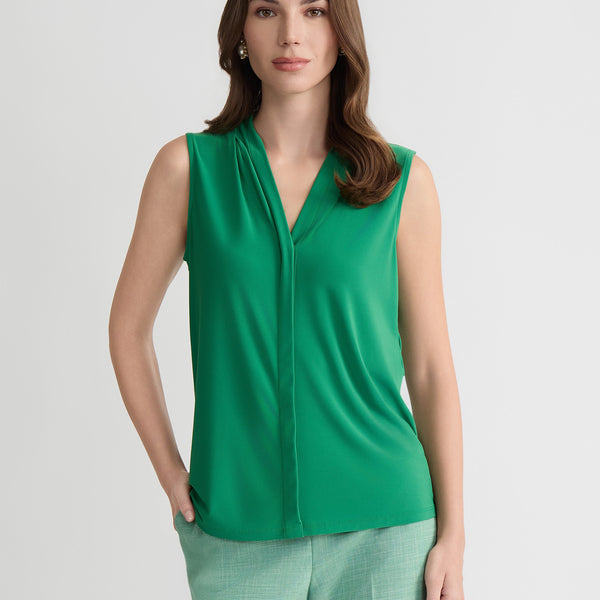 Plus Sleeveless Pleat Neck Top