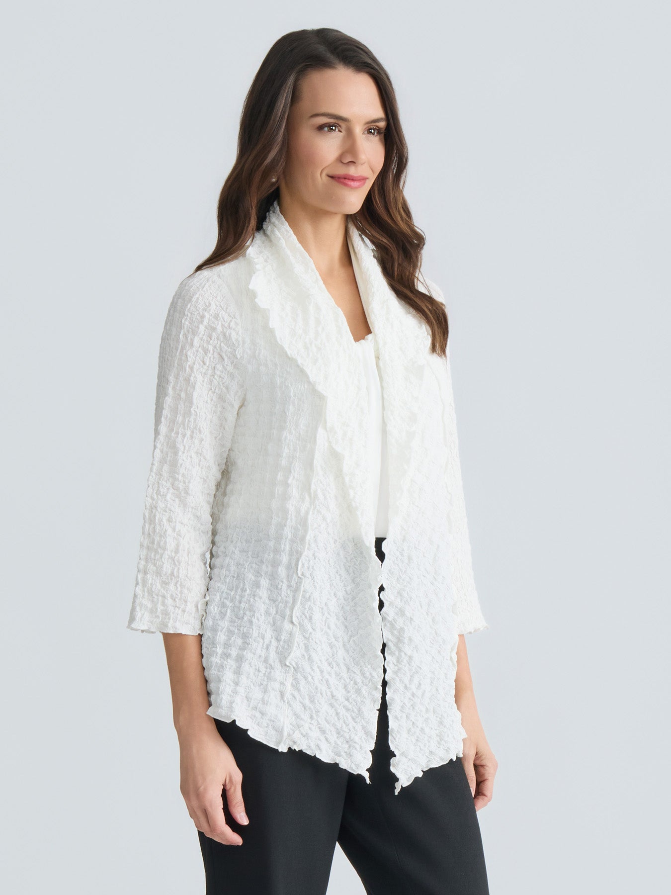 Cap Sleeve Pleat Neck Blouse