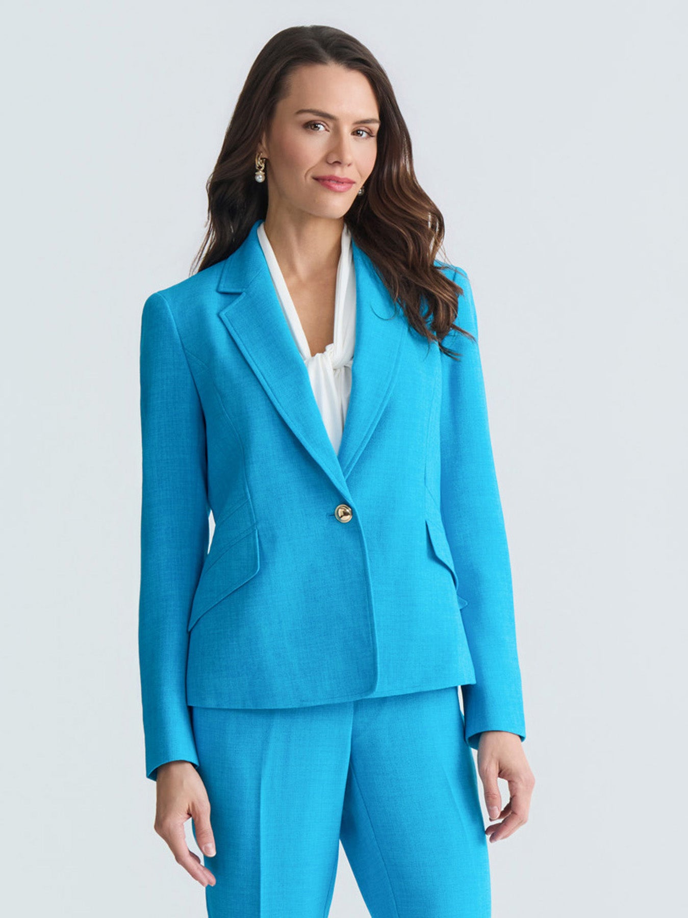 princess polly baby blue dress Navy Blue Tailored Blazer Dress with Sculptural Golden Button Details main image 0