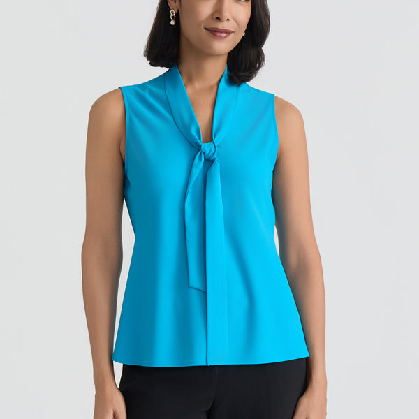 Tie Neck Sleeveless Blouse