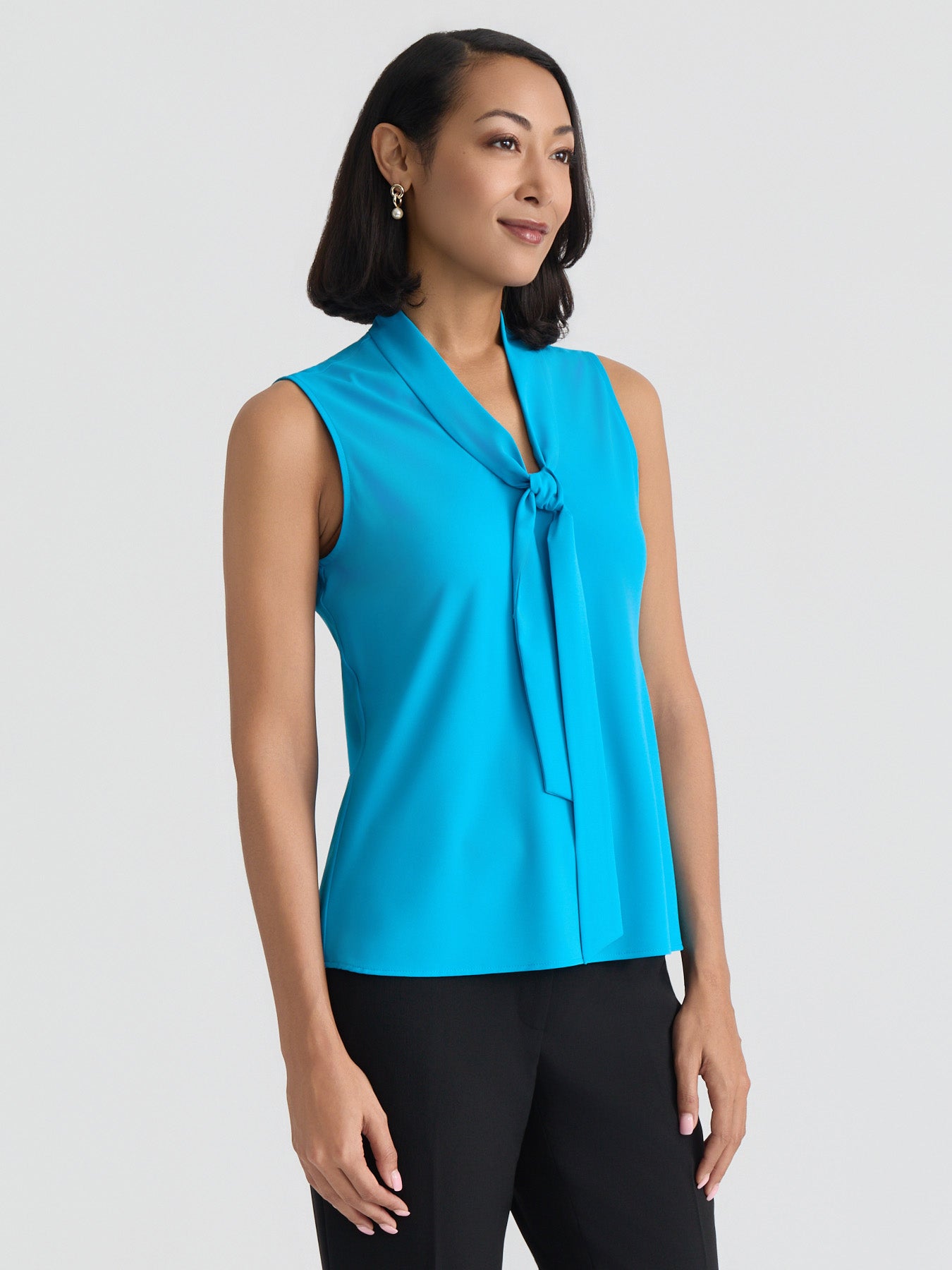 Tie Neck Sleeveless Blouse