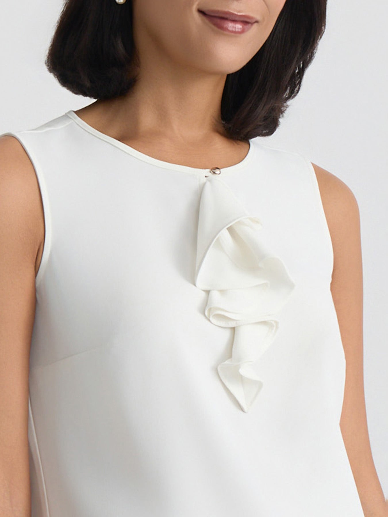 Jewel Neck Ruffle Blouse