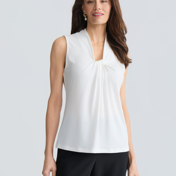 efu EATHER SLEEVELESS TOP ホワイトF Knot Front Sleeveless Top