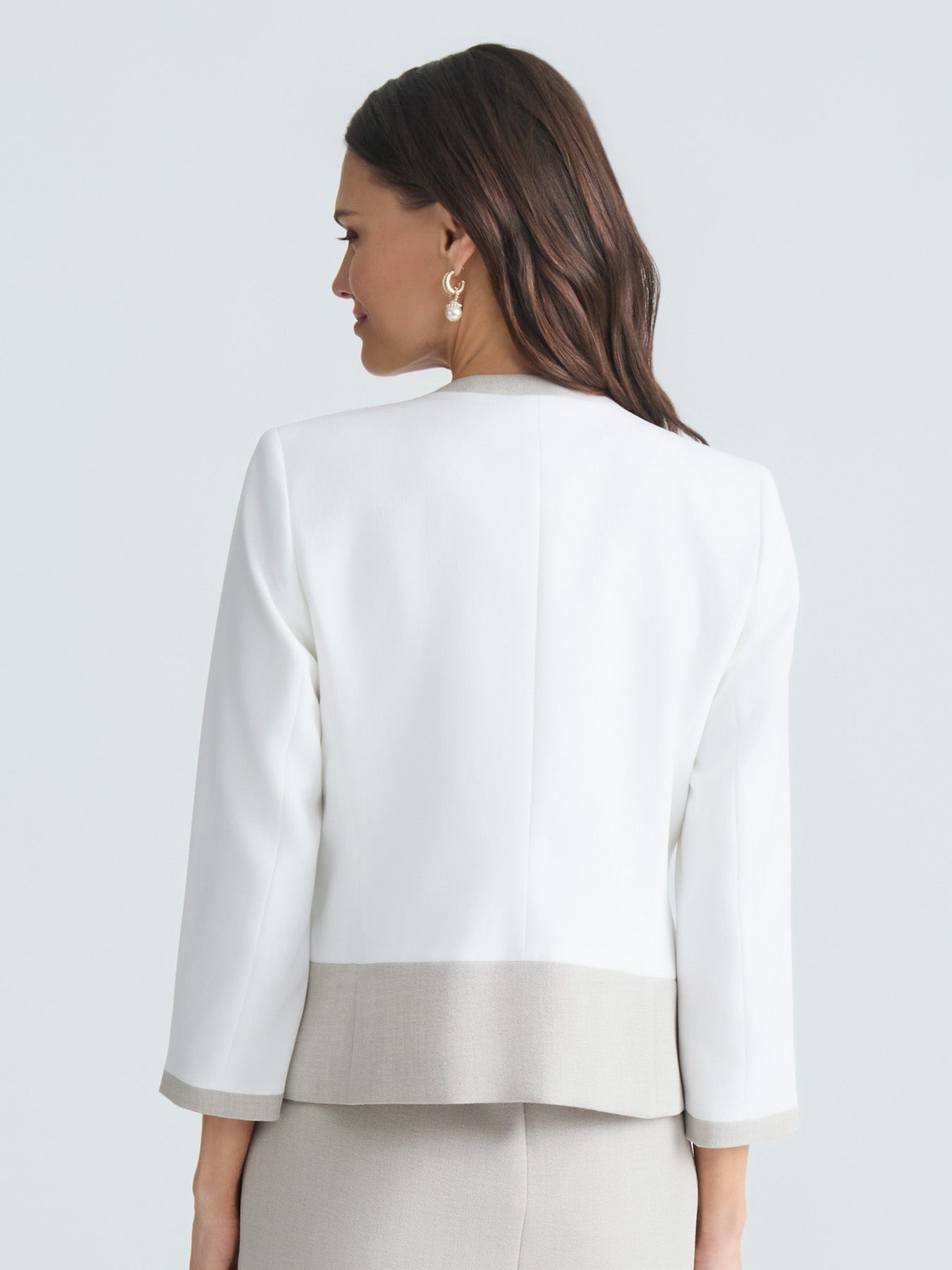 lily white opening hours Open Front Contrast Trim Jacket