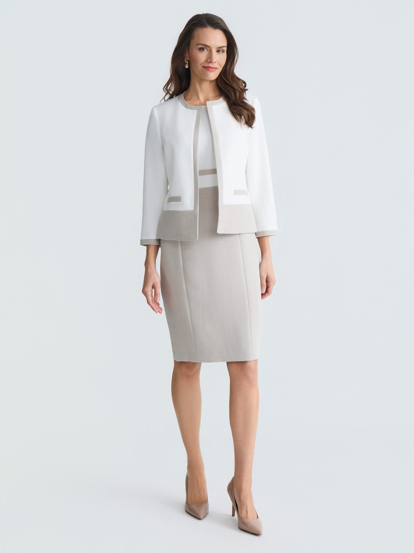 Open Front Contrast Trim Jacket