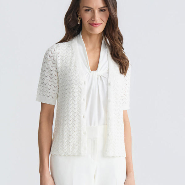 Plus Texture Stitch Button Front Cardigan