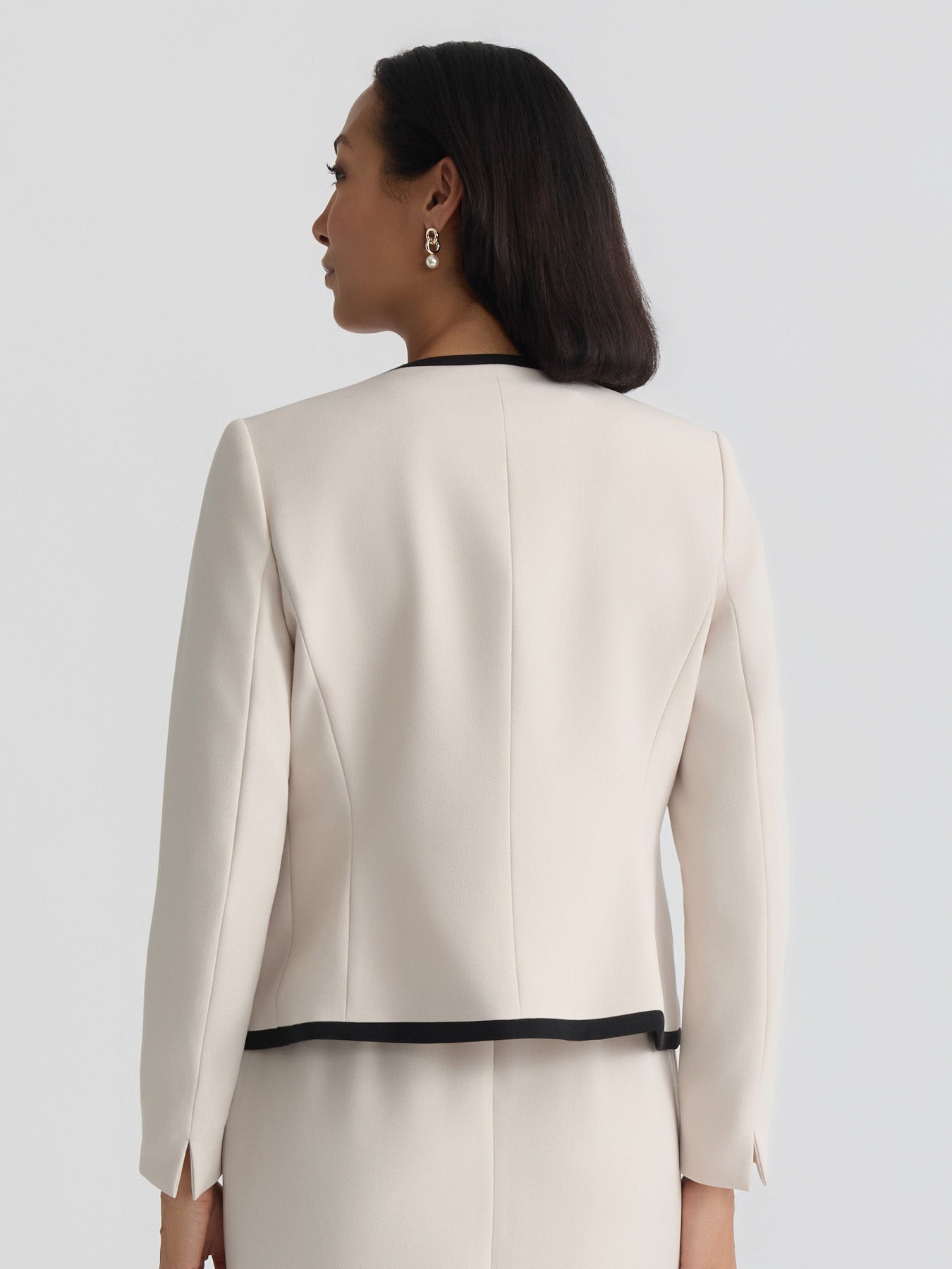 Open Front Contrast Trim Jacket