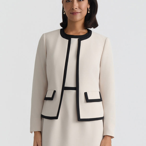 Open Front Contrast Trim Jacket