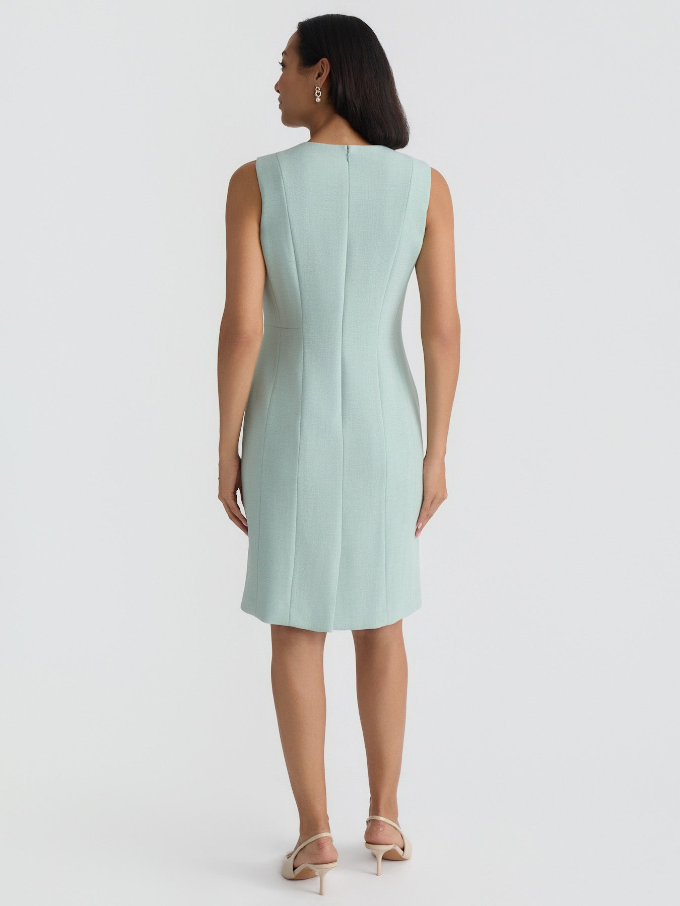 Kasper Petite Sleeveless Seamed Sheath Dress - Sea Glass - Size 10P Kasper Petite Sleeveless Seamed Sheath Dress - Sea Glass - Size 10P