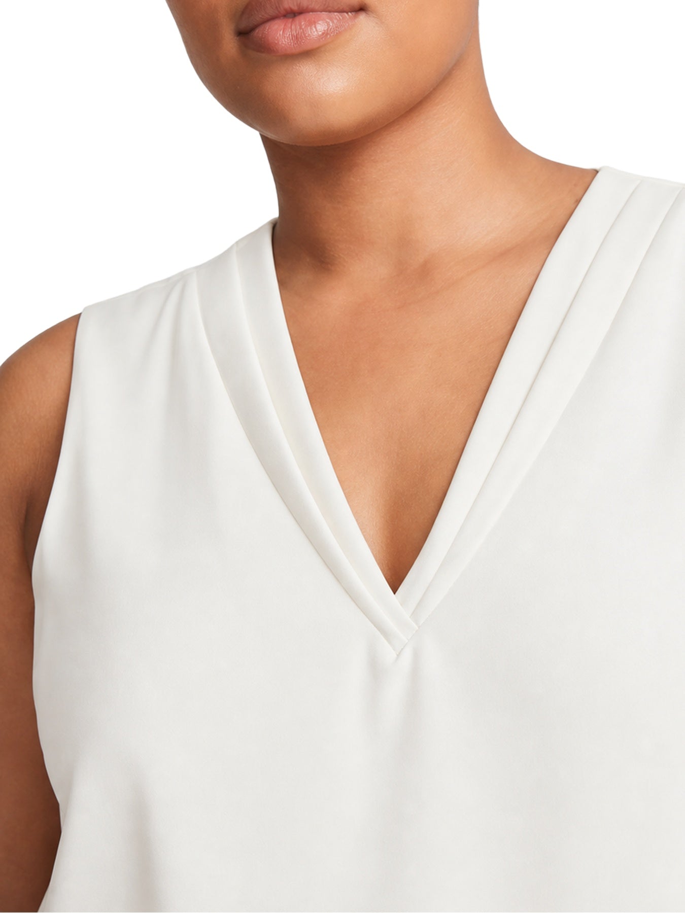 Plus Sleeveless Pleat Neck Blouse