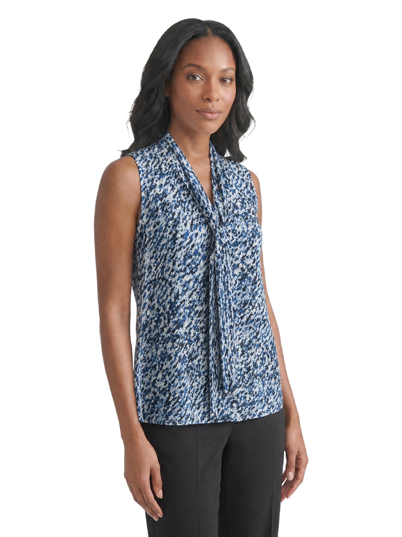 Tie Neck Sleeveless Blouse