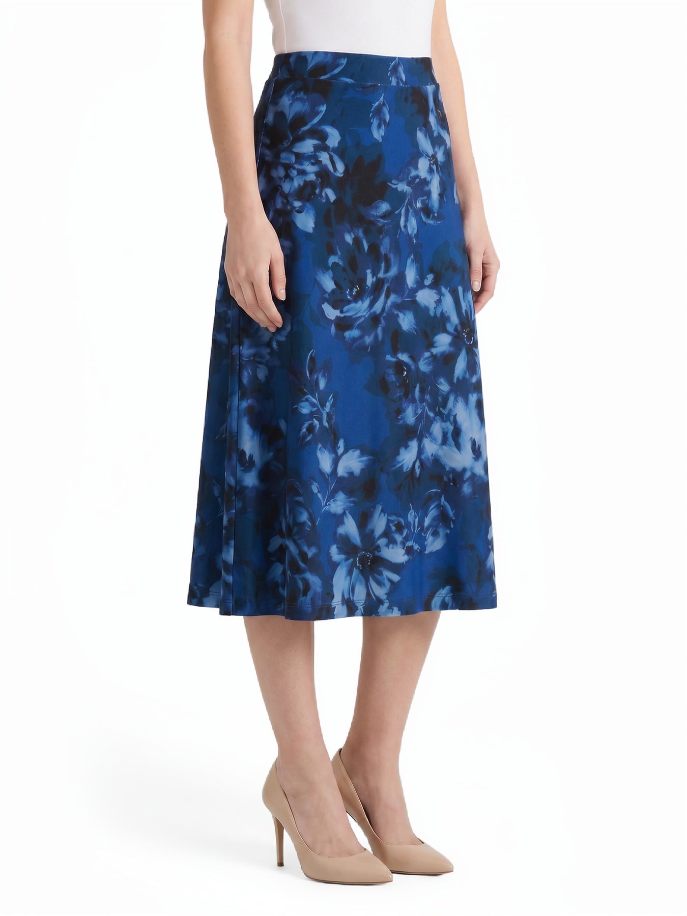 Floral Flared Midi Skirt